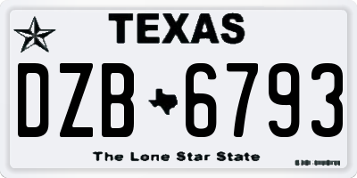 TX license plate DZB6793
