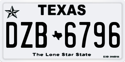 TX license plate DZB6796