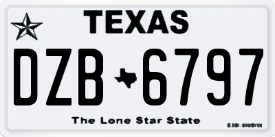TX license plate DZB6797