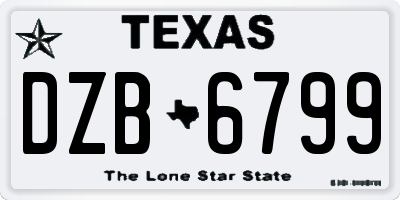 TX license plate DZB6799