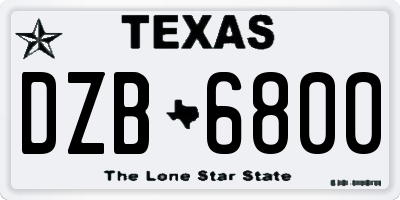 TX license plate DZB6800