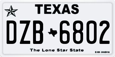 TX license plate DZB6802