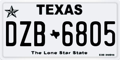 TX license plate DZB6805