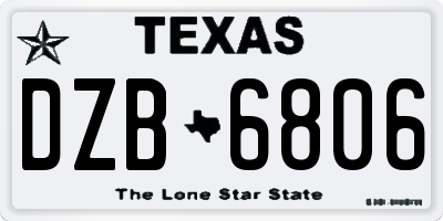 TX license plate DZB6806
