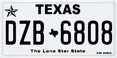 TX license plate DZB6808