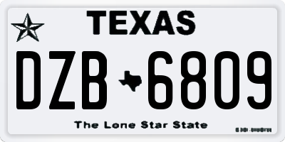 TX license plate DZB6809