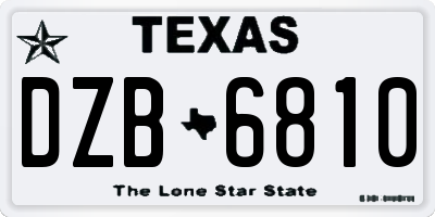 TX license plate DZB6810
