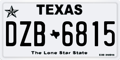 TX license plate DZB6815