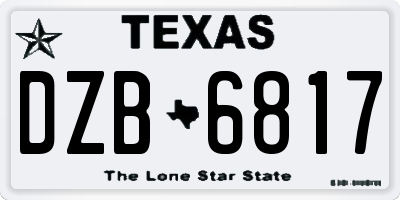 TX license plate DZB6817