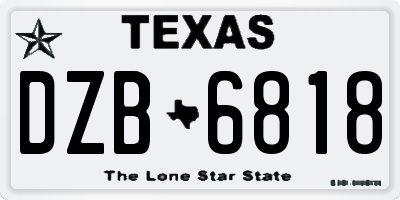 TX license plate DZB6818
