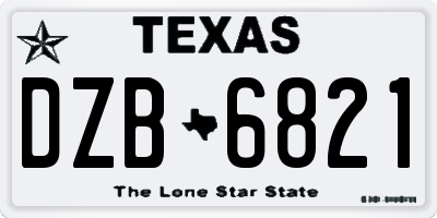 TX license plate DZB6821