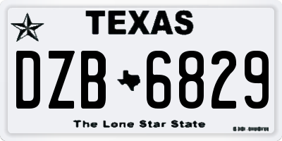 TX license plate DZB6829