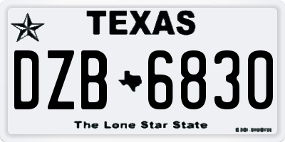 TX license plate DZB6830