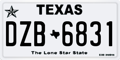 TX license plate DZB6831
