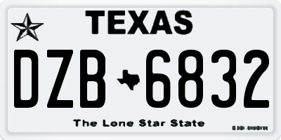 TX license plate DZB6832