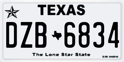 TX license plate DZB6834