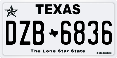 TX license plate DZB6836