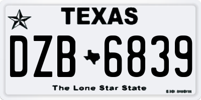 TX license plate DZB6839