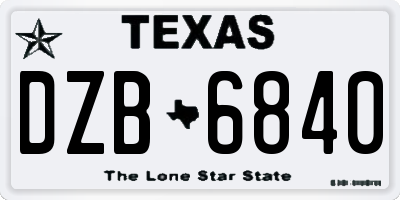 TX license plate DZB6840