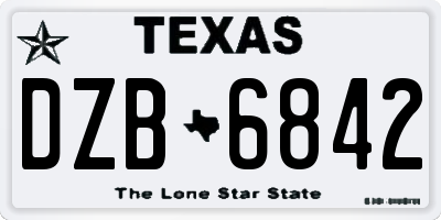 TX license plate DZB6842