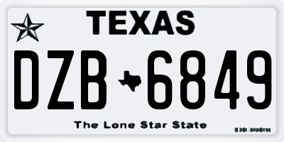 TX license plate DZB6849