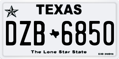 TX license plate DZB6850