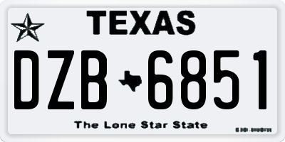 TX license plate DZB6851