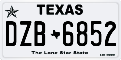 TX license plate DZB6852