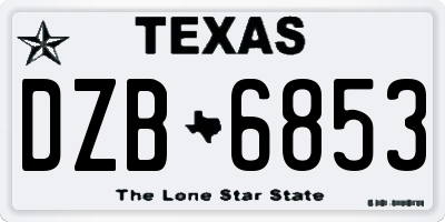 TX license plate DZB6853