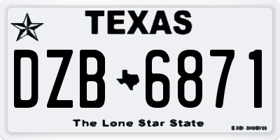 TX license plate DZB6871