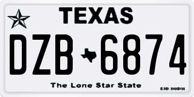 TX license plate DZB6874