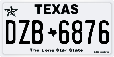 TX license plate DZB6876