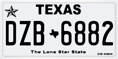 TX license plate DZB6882