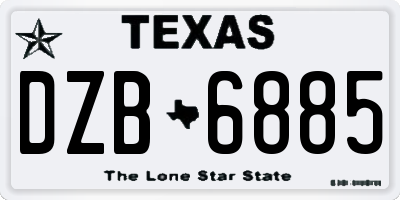 TX license plate DZB6885