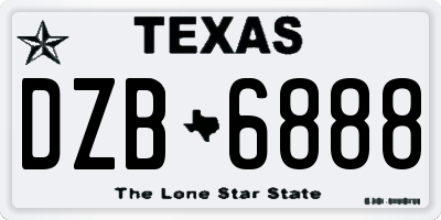 TX license plate DZB6888