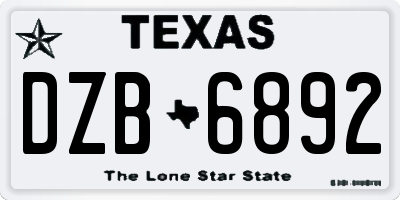 TX license plate DZB6892