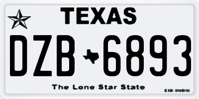 TX license plate DZB6893