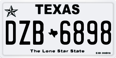 TX license plate DZB6898