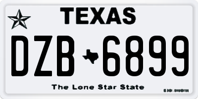 TX license plate DZB6899