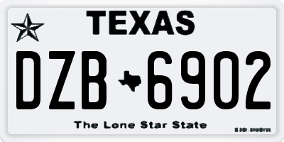TX license plate DZB6902