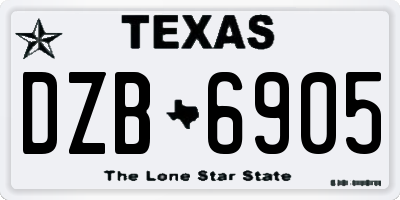 TX license plate DZB6905