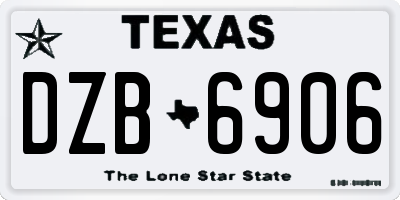TX license plate DZB6906