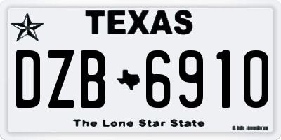 TX license plate DZB6910