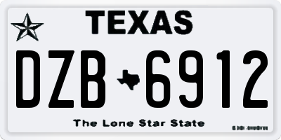 TX license plate DZB6912