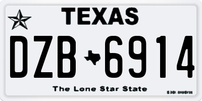 TX license plate DZB6914