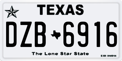 TX license plate DZB6916