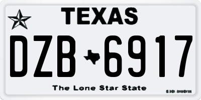 TX license plate DZB6917