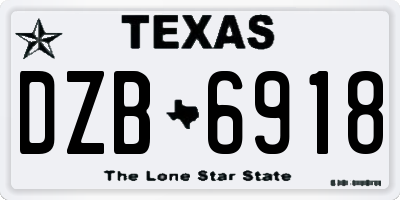 TX license plate DZB6918