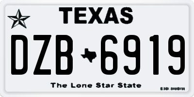 TX license plate DZB6919