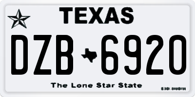 TX license plate DZB6920